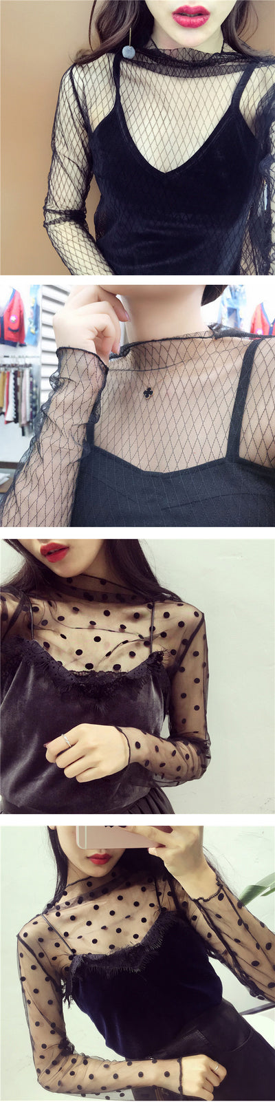 قميص نسائي جديد شفاف شفاف مثير من Harajuku Mesh Tops قميص داخلي شبكي بقاعدة نجمة قميص نسائي شفاف ملابس النوادي