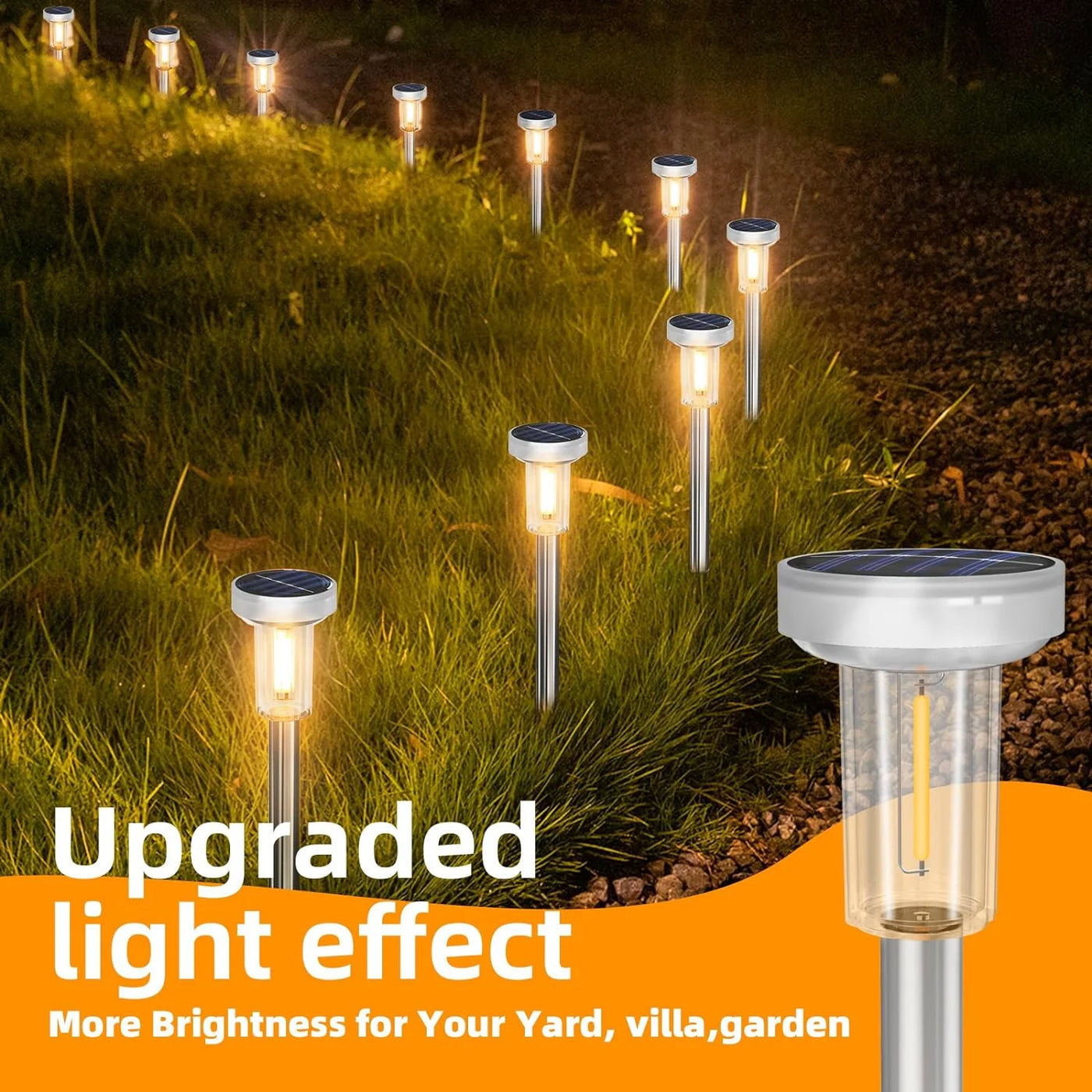 Outdoor solar lawn lights, landscape passage lights, waterproof warm white, decorating courtyards、gardens