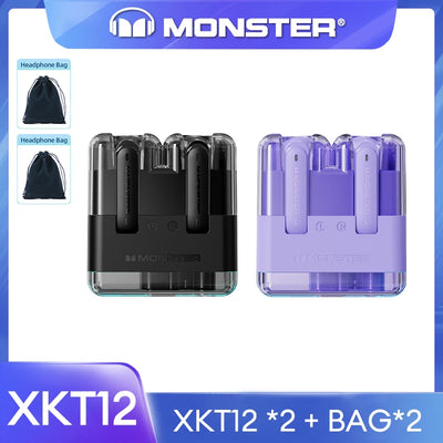 Original Monster XKT12 Gaming Earphones Bluetooth 5.3 TWS Wireless Headset HIFI Sound Earbuds Noise Reduction Headphones 300mAh