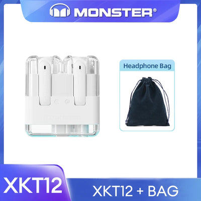 سماعات الألعاب الأصلية Monster XKT12 بتقنية البلوتوث 5.3 TWS وسماعات أذن لاسلكية بتقنية HIFI وسماعات أذن مضادة للضوضاء بسعة 300 مللي أمبير في الساعة