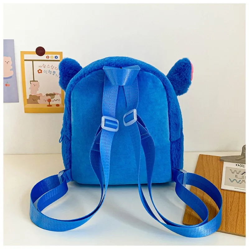 New Disney Plush Backpack Ins Japanese Blue Stitch Funny Cartoon Large-Capacity Student Backpack Kindergarten Bag Child Gift