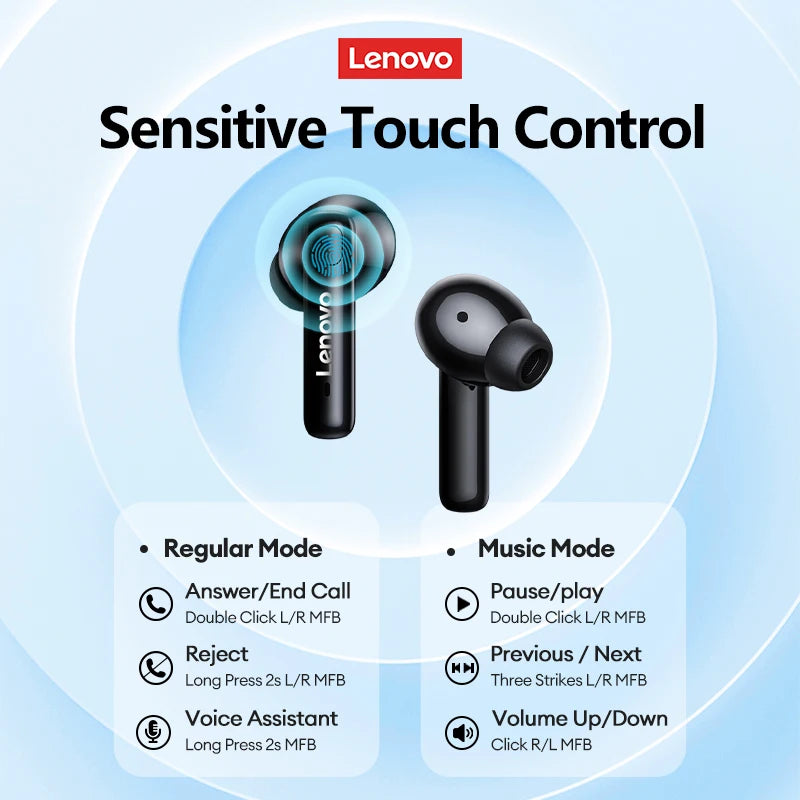 Lenovo LP15 TWS Wireless Bluetooth Headset 5.3 Touch Control Earphones Long Standby Earbuds Bass Low Latency Headphones 2023 New