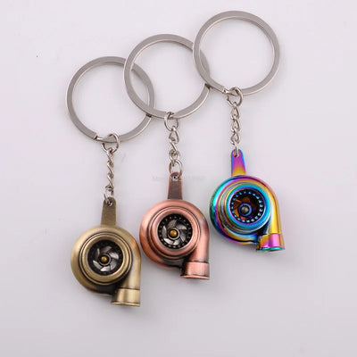 Mini Turbo Turbocharger Keychain Spinning Turbine Key Chain Ring Keyring Keyfob Car Keyring Car Interior Accessories