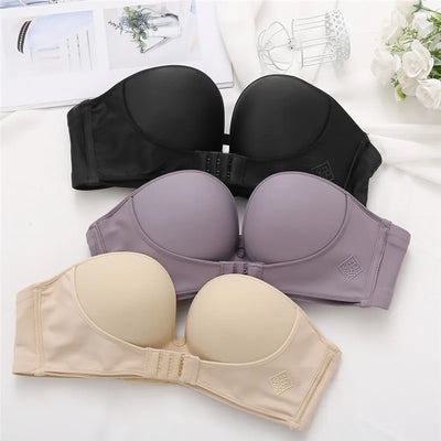 Front Closure Bras For Women Push Up Strapless Bra Seamless Brassiere Soft Underwear Female Sexy Invisible Lingerie Intimate