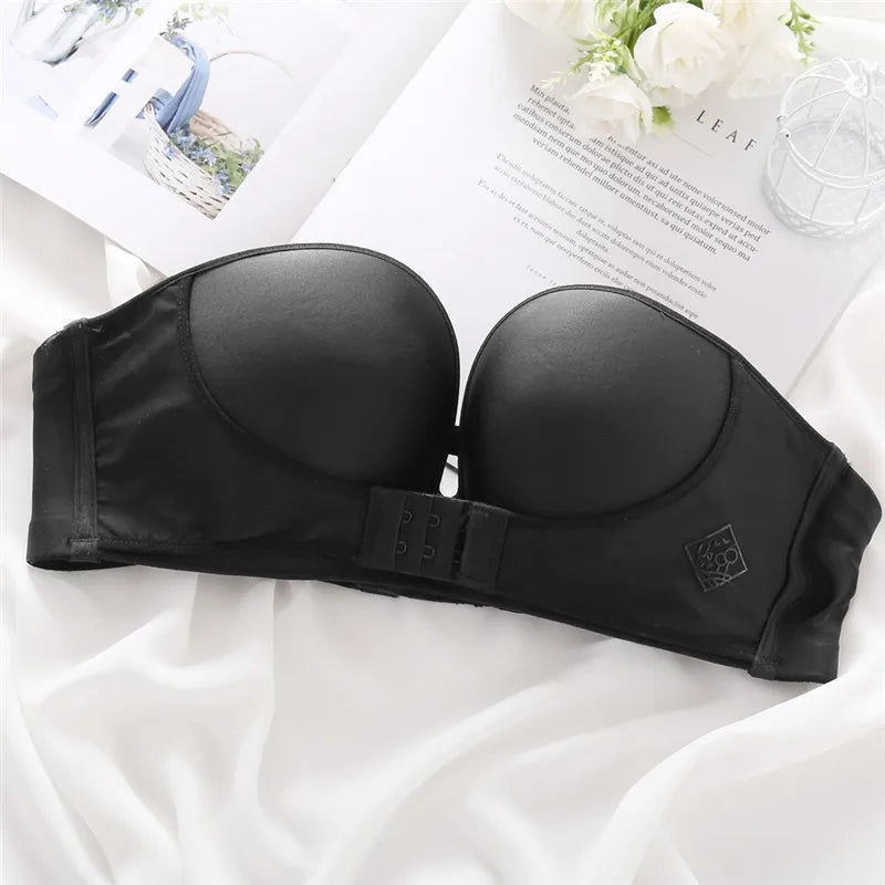 Front Closure Bras For Women Push Up Strapless Bra Seamless Brassiere Soft Underwear Female Sexy Invisible Lingerie Intimate