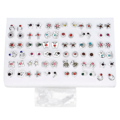 2020 NEW 12~36 Pairs Fashion Women Girls Resin Plastic Crystal Diamante Flower Stud Earrings Set Random Style Gold Color Jewelry