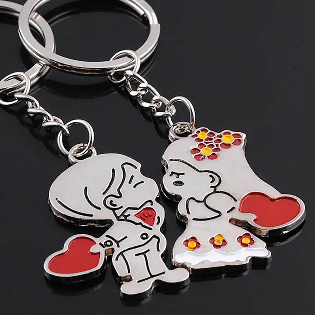 Creative 2Pcs/set Love Heart Keyring Couple Keychain Family Key Ring Gifts Keyring Car Accessory Charm Women Best Friend Jewelry