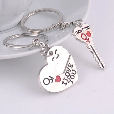 Creative 2Pcs/set Love Heart Keyring Couple Keychain Family Key Ring Gifts Keyring Car Accessory Charm Women Best Friend Jewelry