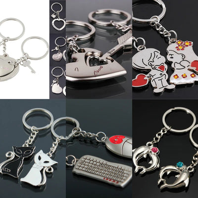 Creative 2Pcs/set Love Heart Keyring Couple Keychain Family Key Ring Gifts Keyring Car Accessory Charm Women Best Friend Jewelry