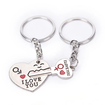 Creative 2Pcs/set Love Heart Keyring Couple Keychain Family Key Ring Gifts Keyring Car Accessory Charm Women Best Friend Jewelry