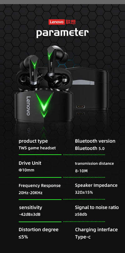 Choice 100% Original Lenovo LP6 TWS Wireless Buletooth Headphone Long Endurance Gaming Earphone HD Call With Mic Music Earbuds