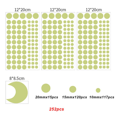 ملصقات حائط على شكل نجوم قمرية مضيئة لغرف الأطفال وديكور غرفة النوم وملصقات حائط أرضية مضيئة في الظلام وملصقات ديكور منزلي