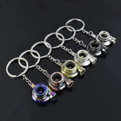 Mini Turbo Turbocharger Keychain Spinning Turbine Key Chain Ring Keyring Keyfob Car Keyring Car Interior Accessories