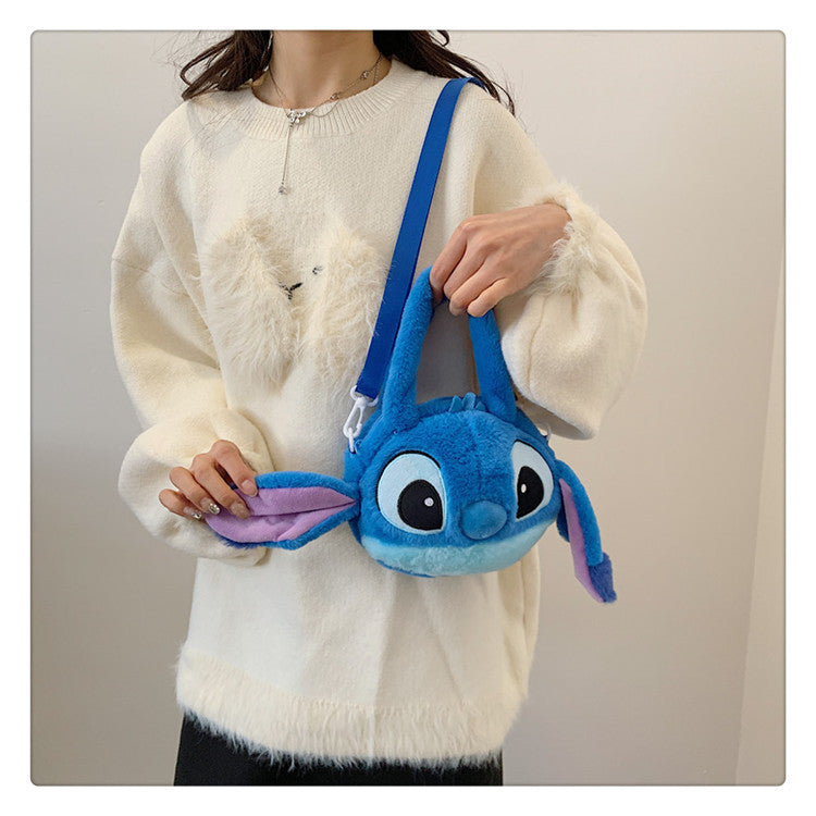 Disney New Lilo & Stitch Plush Toys Kawaii Plush Messenger Bag Girl Handbag Anime Stuffed Toys Children Cartoon Plushie Soft Bag