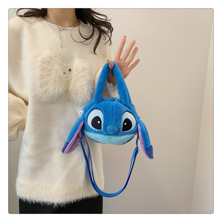 Disney New Lilo & Stitch Plush Toys Kawaii Plush Messenger Bag Girl Handbag Anime Stuffed Toys Children Cartoon Plushie Soft Bag