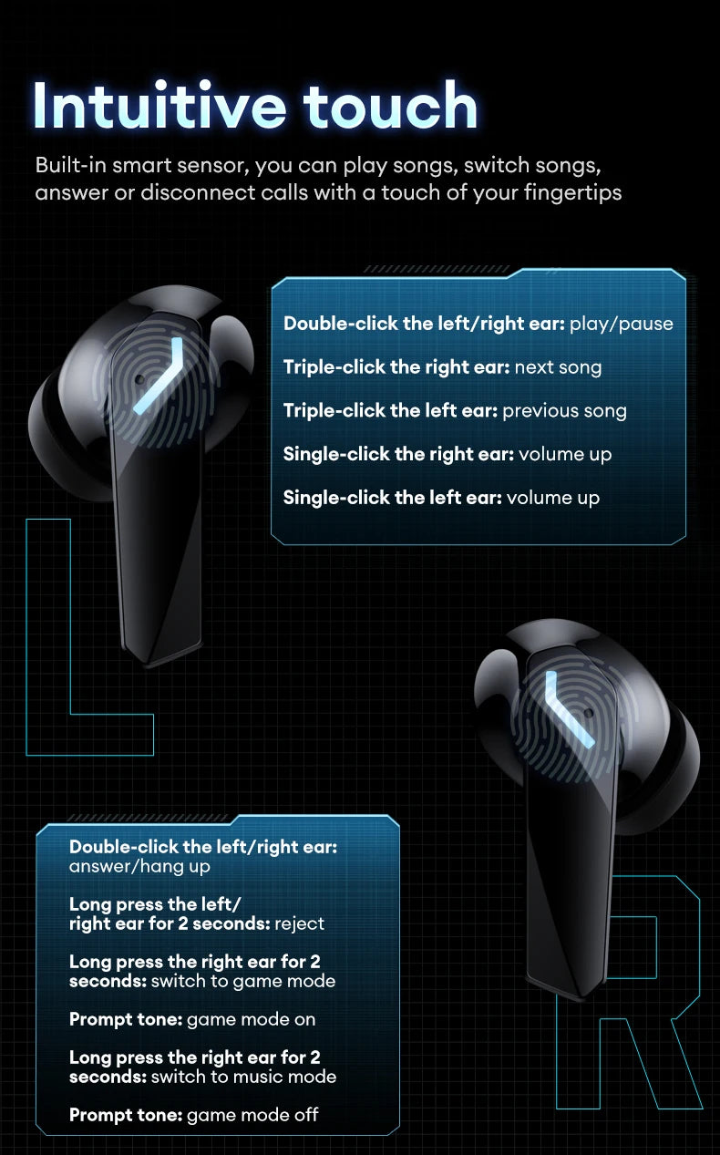 New Lenovo GM2 PRO MAX Wireless Upgrade Bluetooth 5.4 Earbuds LED Digital Display Waterproof Earphones Low Latency Game Headset