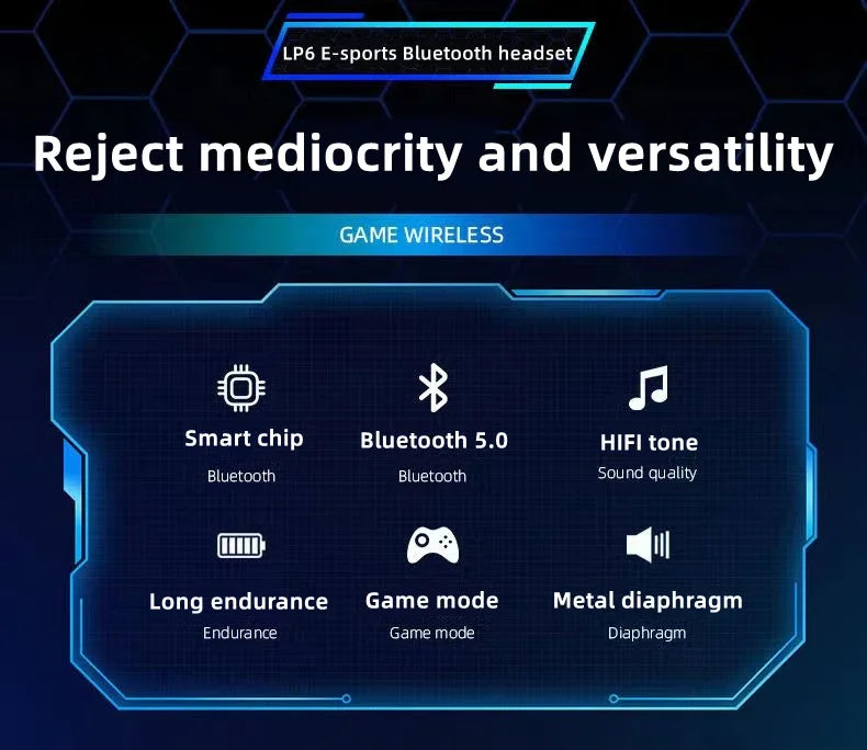 اختيار 100% الأصلي لينوفو LP6 TWS سماعة بلوتوث لاسلكية طويلة التحمل سماعة ألعاب عالية الدقة مكالمات مع ميكروفون سماعات أذن موسيقية