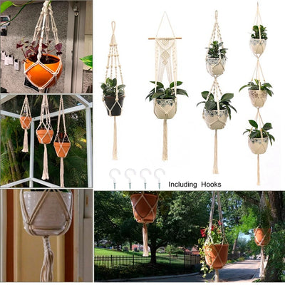 Hanging Plant Handmade Macrame Plant Hanger Flower Pot Planter Hanger Wall Decor Courtyard Garden Hanging Planter Hanging Basket