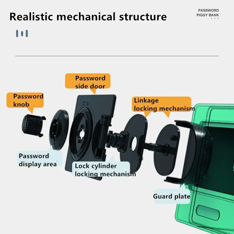صندوق نقود صغير من نوع ماكينة صرف آلي دوارة بكلمة مرور وعملات نقدية وصندوق توفير آمن للبنك وإيداع آلي وأوراق نقدية كهدية عيد الميلاد