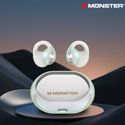 سماعات Monster AC600 بتصميم مشبك الأذن اللاسلكية بتقنية البلوتوث V5.4 وإلغاء الضوضاء ومكالمات عالية الدقة وسماعات أذن رياضية مقاومة للماء IP5X