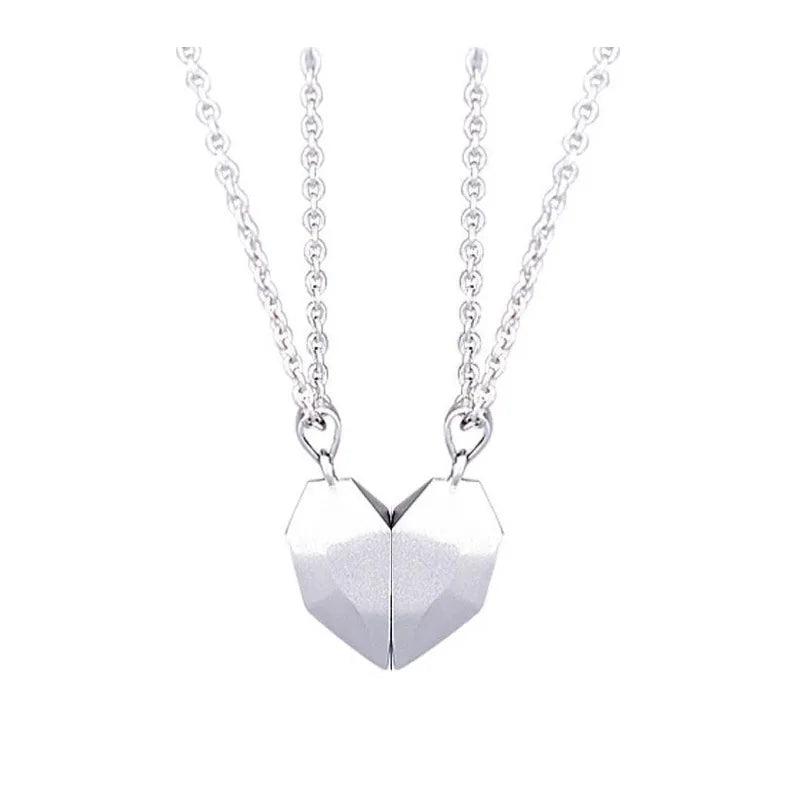 Good Simple Quality Couple Pendant Necklace Electrocardiogram,Magnetic Heart,Pendant Splicing Necklace Valentine's Day Gift