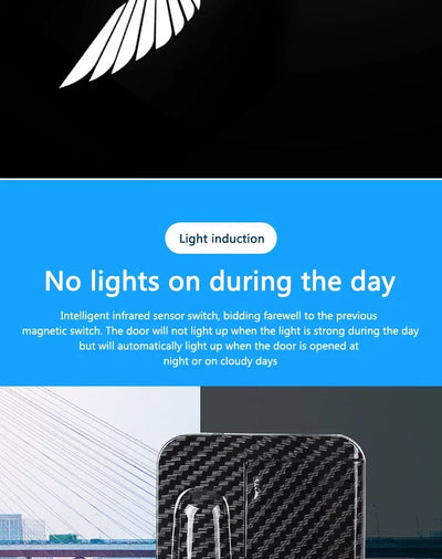 2Pcs Car Angel Wings Wireless Door LED HD Welcome Decorative Light Courtesy Bulb Lamp Shadow Cars Projector Accessories Tools Ne