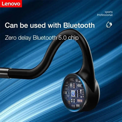 سماعات أذن Lenovo X5 Bone Conduction Bluetooth V5.0 لاسلكية مقاومة للماء IPX8 رياضية بذاكرة مدمجة 8 جيجابايت