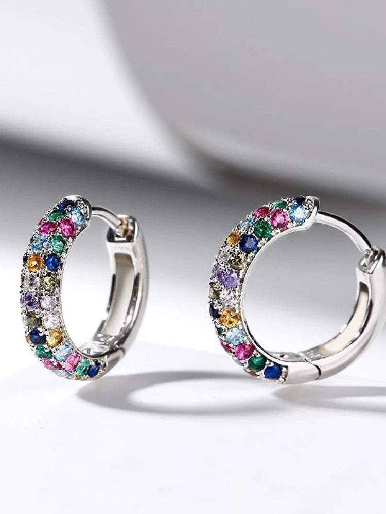 Crystal Lymphatic Drainage Earrings Colorful Crystal Round Hoop Earrings Fashion Magnetotherapy Weight Loss Slimming Jewelry