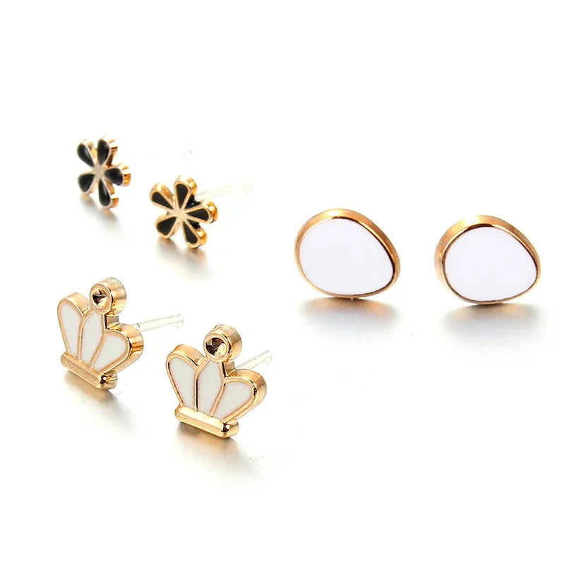 Wholesale 36Pairs/18pairs Mixed Styles Rhinestone Sun Flower Geometric Animal Plastic Stud Earrings Set For Women Girls Jewelry