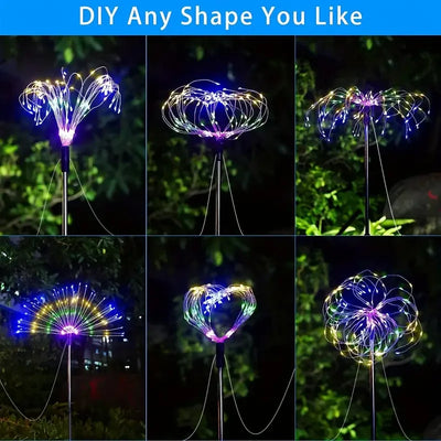 4 Pack 320/240LEDs Solar Firework Lights Outdoor Solar Garden Lights 8 Lighting Modes DIY Starburst Fairy Lights Yard Decoration