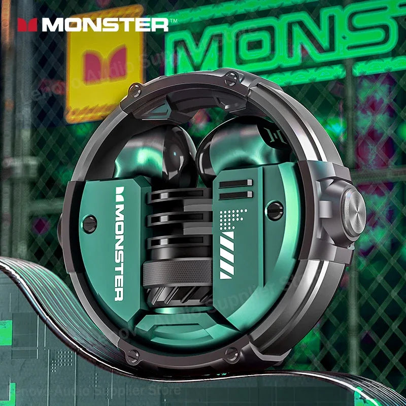 سماعات Monster XKT10 TWS اللاسلكية بتقنية البلوتوث ومقاومة للماء ومضادة للضوضاء وسماعات رأس للألعاب ذات وضعين مع ميكروفون