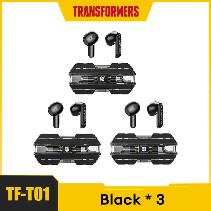 Transformers TF-T01 2/3/5pcs TWS Wireless Bluetooth V5.3 Earphone Low Latency Gaming Headset Music Dual Mode HIFI Stereo Earbuds