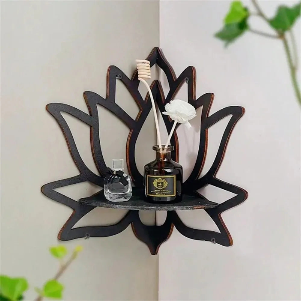 Lotus Floating Wall Shelf Crystal Shelf Display Home Wood Decor Aesthetic Room Decoration Modern Home Decoration Shelf