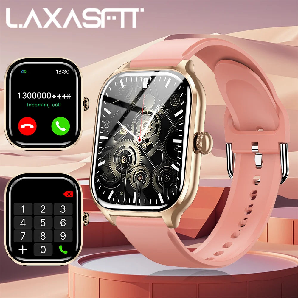 LAXASFIT Voice Call smartwatch 24 Hour Health Monitor 100+ Sports Modes Bluetooth smartwatch for Men Women 2.01 Display