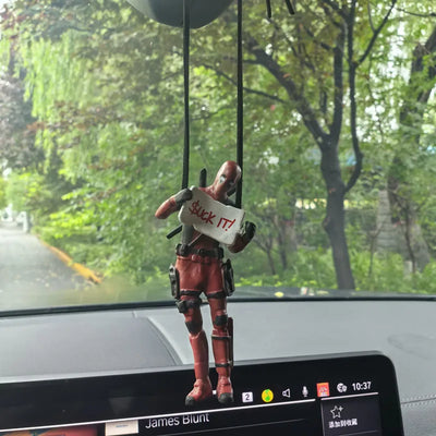 Marvel Deadpool Car Rearview Mirror Pendant Reading Deadpool Car Pendant Mini Model Toy Action Figure New Hot Christmas Gift