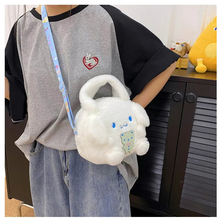 Kawaii Sanrio Plush Bag Kuromi Backpack Anime Melody Cinnamoroll Plushie Handbags Pochacco Cartoon Stuffed Bag for Girls Gifts