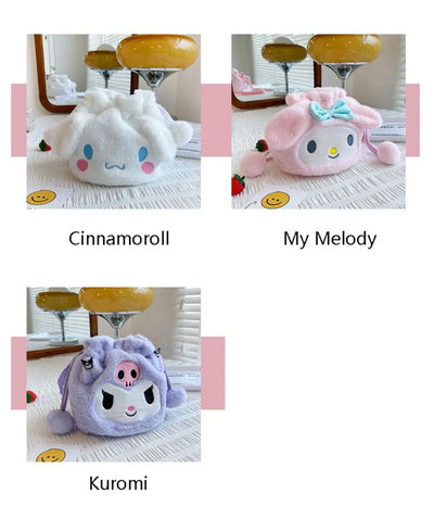 Sanrio  Bag Kawaii Cinnamoroll Handbag Tote Plushie Shoulder Messenger Bags Kuromi Hello Kitty Stuffed Makeup Backpack Gift