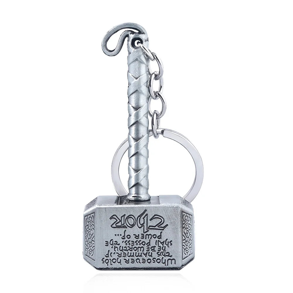 Thor Hammer Metal Keychain Movie Key Ring Cosplay Prop Key Holder For Fans Bag Ornament Car Pendant Gift