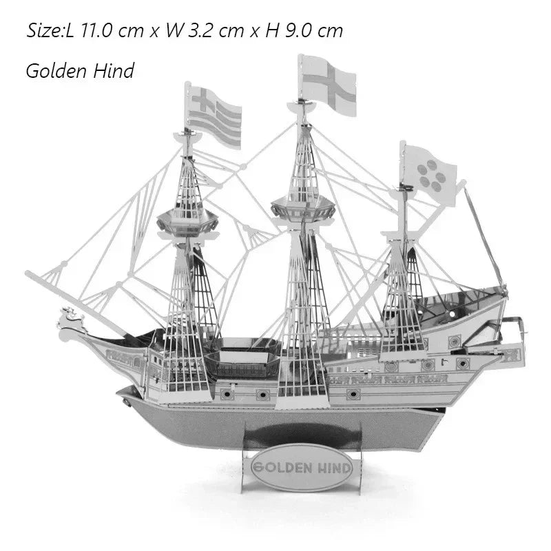 3D Metal Puzzle Multicolor Manual Black Pearl U-Boat XXI Titanic Golden Hind Famous Ship Warship Assemble Model Jigsaw Puzzles