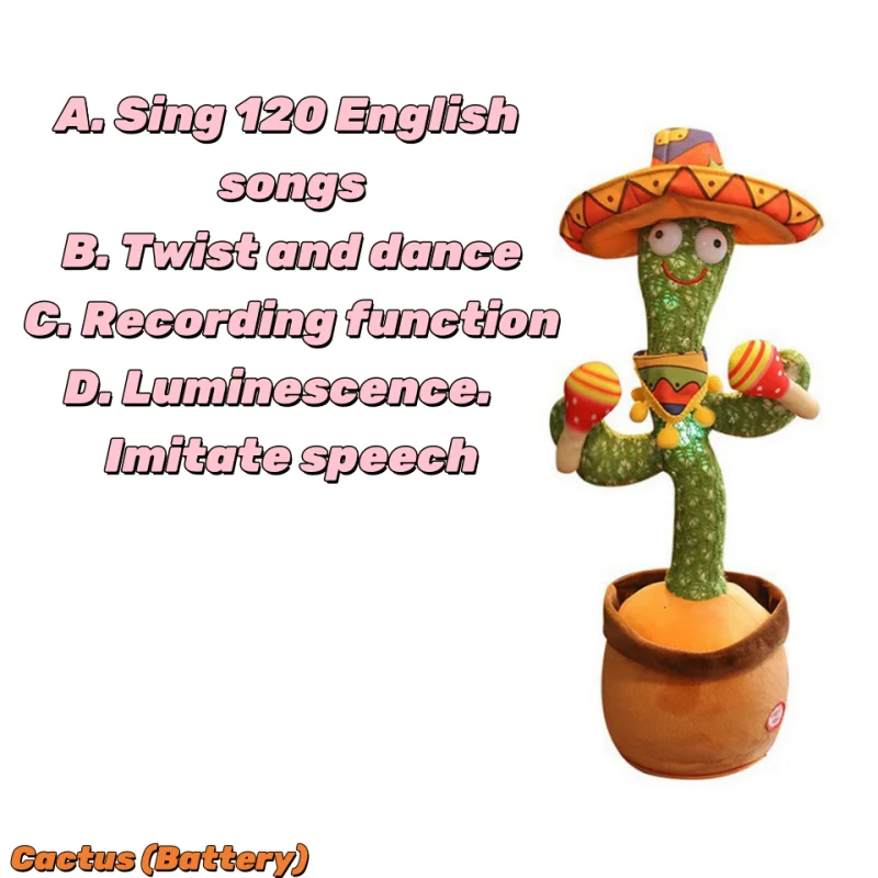 Kids Dancing Talking Cactus Toys Interactive Talking Sunny Cactus Electronic Plush Toy Home Decoration for Children Xmas Gifts