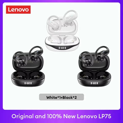 Original Lenovo LP75 TWS Bluetooth V5.3 Headphones Wireless LED Digital Display Earphones Noise Reduction Waterproof Headset New