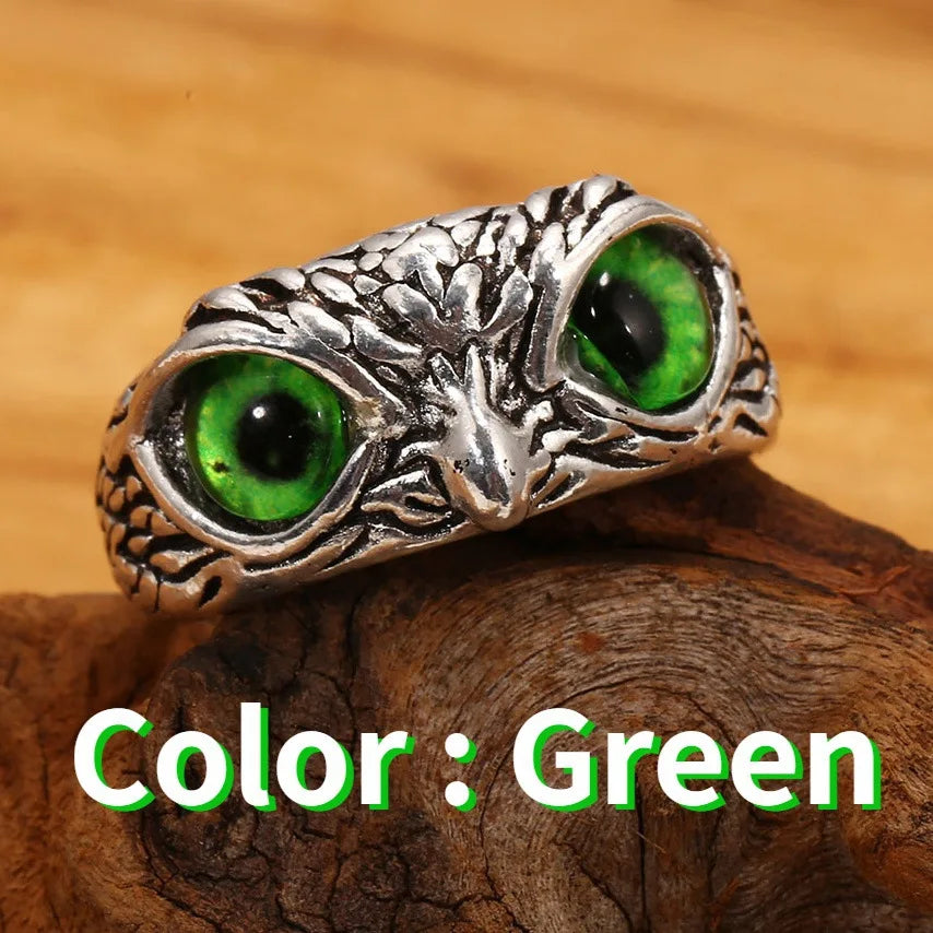 Fashion Design Owl Rings Multicolor Eyes Silvery for Men Women Punk Gothic Open Adjustable Rings Jewelry Gift Resizable