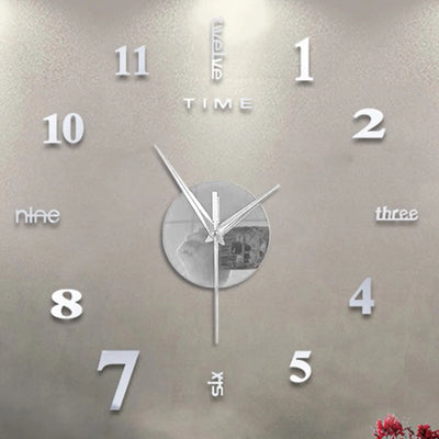 Frameless DIY Wall Mute Clock 3D Mirror Surface Sticker Home Office Decor