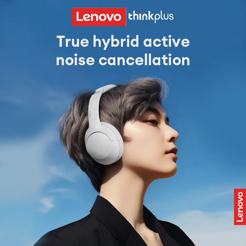 سماعات رأس لاسلكية Lenovo Th46 Bluetooth V5.4 قابلة للتطوير وعمر بطارية فائق وسماعات أذن عالية الدقة مع خاصية إلغاء الضوضاء النشطة