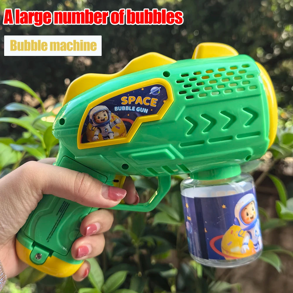 Space Astronauts Fully Automatic Bubble Gun Rocket Bubbles Machine Automatic Blower with Bubble Liquid Toy for Kids Bubble Gift