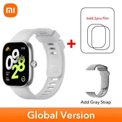 النسخة العالمية من ساعة Xiaomi Redmi Watch 4 الذكية مقاس 1.97 بوصة AMOLED لمراقبة معدل ضربات القلب وأكسجين الدم ودعم مكالمات الهاتف عبر البلوتوث ونظام تحديد المواقع العالمي (GPS)