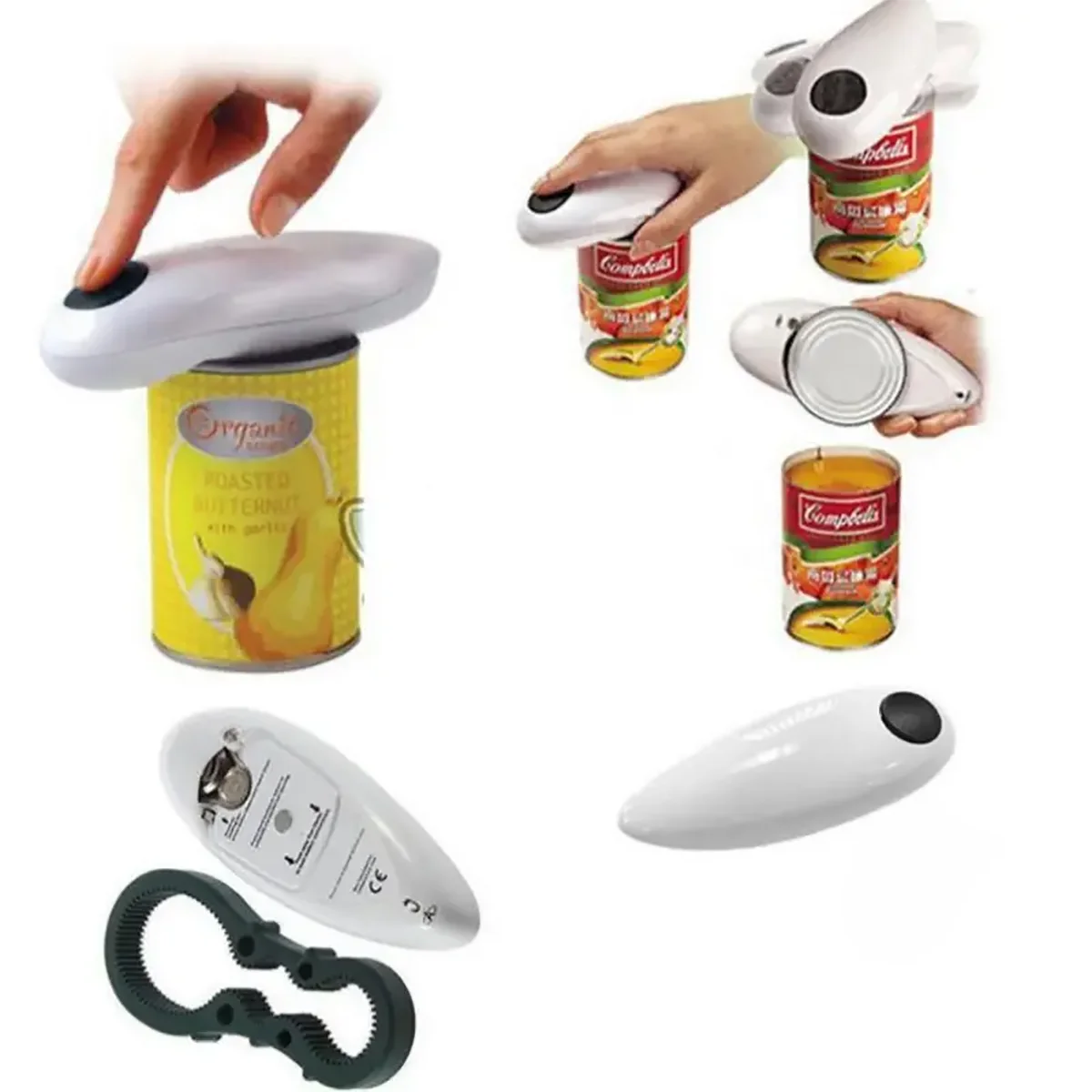 Electric can opener easy and easy to open cans and bottles complimentary 8-character bottle opener (Self provided 2 AA batteries