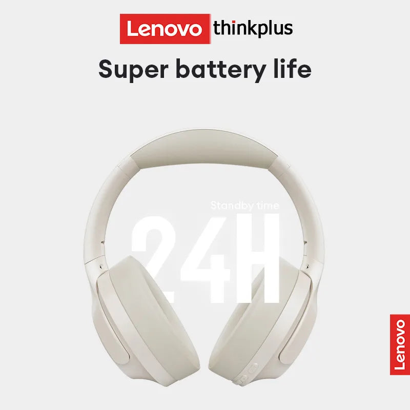 سماعات رأس لاسلكية Lenovo Th46 Bluetooth V5.4 قابلة للتطوير وعمر بطارية فائق وسماعات أذن عالية الدقة مع خاصية إلغاء الضوضاء النشطة