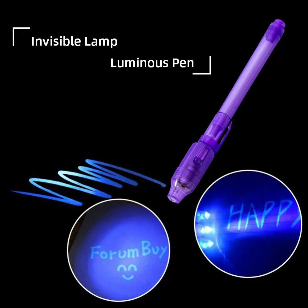 4pcs/lot Luminous Light Pen Magic Purple 2 In 1 UV Black Light Combo Drawing Invisible Ink Pen Learning Education Toys For Child