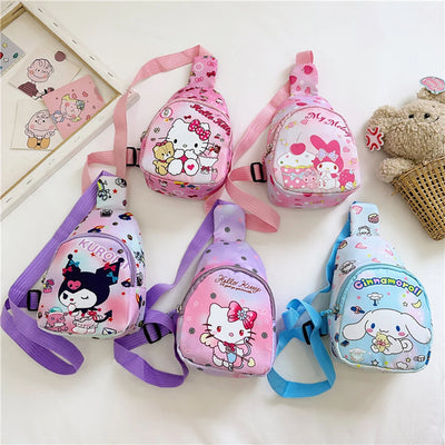 Sanrio Cartoon Shoulder Bags Melody Children's Chest hello kitty Bags Casual Messenger Pouch Fashion Versatile Travel Bags Gifts